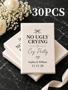 Customized Wedding Guest Napkin Gift, Elegant Ivory Satin Pocket Napkin With Groom And Bride Names And Wedding Date, Humorous "Don't Cry Ugly" Quote Wedding Tear Napkin, Suitable For Reception Table Decor And Bridesmaid Gifts - Multicolor - View 11