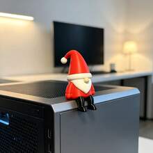 Patung Santa Claus Kerdil Duduk, Ornamen Figur Santa Claus Mini, Pose Duduk Santai, Ideal untuk Tepi Rak Buku, Meja Kantor, dan Dekorasi Komputer Desktop di Rumah - Satu ukuran cocok untuk semua. - View 5