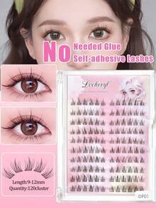 Lvcheryl 100-120pcs/Box 10rows Self-Adhesive Eyelash Reusable Glue-Free, False Eyelashes Waterproof Natural Style For Beginners Makeup - C - View 6
