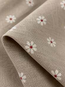 HHMC 1pc Daisy Embroidered Linen Fabric, Beige Textured Woven Cloth, Delicate Floral Pattern, Easy To Cut Material, Suitable For DIY Tote Bags, Pillowcases, Sewing Projects And Handmade Accessories - Linen - View 2