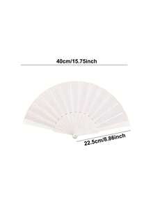 1 pieza Abanico de mano plegable de plástico de unicolor, accesorio para fiesta, banquete, boda - Blanco - Ver 5