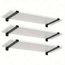3 Stk.Wandregal 3-teiliges Set, schwebendes, Floating Shelf Tragfähigkeit 15 kg/ebene Wandregal, an Wand, Wohnzimmer, Küche, Badezimmer Floating Shelf - Weiß 1St - Übersicht 6