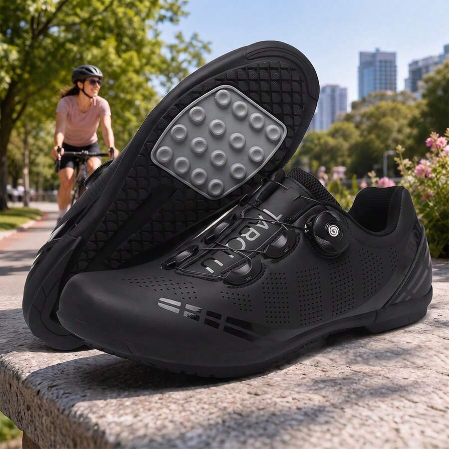 Novos Sapatos de Ciclismo de Entrada para Mulheres; Sapatos de Ciclismo Casuais; Sapatos de Bicicleta de Treinamento Profissional, Sapatos Esportivos de Ciclismo ao Ar Livre, Confortáveis e Duráveis, Antiderrapantes e Resistentes ao Desgaste, Adequados para Caminhada, Trekking; Sapatos Esportivos ao Ar Livre; Sapatos Esportivos de Fitness - Preto - Visão 1