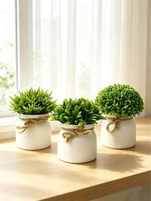 Artificial Potted Plants, Mini Artificial Greenery Planter, Artificial Turf Potted Plants Home Decor Accessories, Small Artificial Plants Home Decor, Wedding Decoration Artificial Flowers, Fake Flowers, Suitable For Gifts, Back To School Season Essentials - Multicolor - View 4