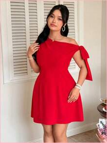 Plus Size Dresses - Red - View 6