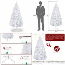 6FT Iron Leg White Christmas Tree With 400 Branches - As Pic - View 2