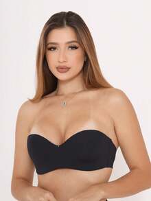 Strapless Bra With Reinforced Cups, Triple Closure, Smooth, Invisible, Seamless - 黑色,白色和米色 - 查看 3