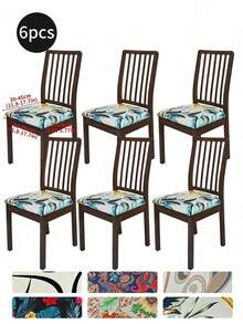 Waterproof Stretch Printed Dining Chair Slipcover, Machine Washable Removable Elastic Cover With Drawstring, Universal Milk Fiber Furniture Protector, Stain Resistant Anti-Scratch For Kitchen, Office & Pet Friendly Homes - Multicolor - View 35