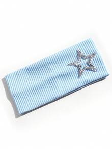1pc Women's Rhinestone Pentagram Ribbed Solid Color Casual Outdoor Headband, Fashionable Versatile Daily Street Hair Accessory - Multicolor - View 32