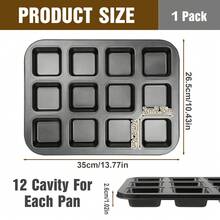Carbon Steel Non-Stick Square Brownie Mold Mini Muffin Pan Baking Cake Cookie Tray - Multicolor - View 16