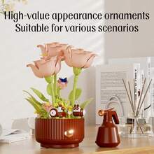Electric LED Rose Building Kit(334PCS), Realistic Flower Construction Set With Fog Effect, Ambient Light Home Decor, Ideal Valentine's Day ThanksGiving Christmas All Festival /Birthday Gift For Adults Flower Lovers - Multicolor - View 7