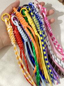 10/20Pcs Random-Colorful Nylon Rope DIY Handmade Weaving Set,Material For Woven Keychains And Backpack Ornaments,Great Choice For Valentine's Day Gift - Multicolor - View 3