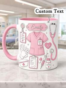 Customized Nurse Mug, Nurse Gift, Nurse Day Gift, Floral Name Mug, Customized Name Mug, Nurse Mug, Customized Gift, Coffee Cup, Gift For Her - Multicolor - View 2