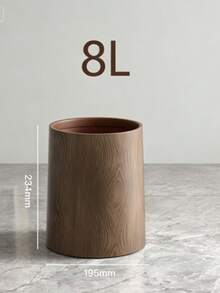 Faux Wood Grain Flip Lid Trash Can, Cylindrical With Lid Waste Bin, Home Decor - Multicolor - View 7