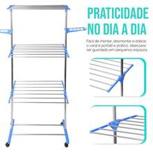 Multifunctional Foldable Floor Clothes Drying Rack - Blau - Übersicht 2