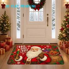 1pc 2D Flat Print Santa Claus Cartoon Doormat, Christmas Entryway Rug, Non-Slip Machine Washable Easy Clean Polyester Mat, Suitable For Home And Outdoor Decor, Ideal For Entryway, Bedroom And Balcony, Home Gift - A - View 3