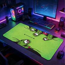 1pc Extra Large Bright Green Monster Fang Cartoon Pattern Mouse Pad, Soft Fabric Keyboard Mat With Anti-Slip Rubber Bottom And Stitched Edges. American Retro Comic Monster Illustration Aesthetic, Suitable For Gaming, Home Office And Study Scenarios. - View 11
