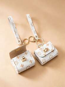 High-Quality Faux Leather Material, Embossed Design, Rectangular, Fashionable Car Key And Bag Accessory, Ideal Gift, Key Organizer | Keychain | Gold Snap Button, Keychain, Car Keychain, Girl Bag Charm, Backpack Decoration. Coin Purse Keychain, Cute Bag Charm, Car Keychain, School Bag Decoration, Small Gift - Multicolor - View 7