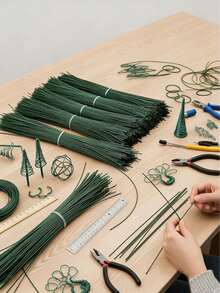 Green Flower Stem Wire, Waterproof DIY Flower Making Accessories. Suitable For Handmade Crafts, Floral Arrangements, Wedding Bouquets, Flower Garlands, Handmade Projects, Home Decoration, Wedding Decoration, Handmade Bouquets - Green - View 4