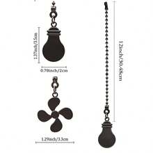 1 Set Ceiling Fan Pull Chain, Bulb And Fan Pattern Pull Chain Extension Fan Pull Chain Pendant 12 Inch Ceiling Fan Chain Extender With Ball Fan Chains Connector - Black - View 2