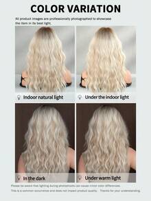 7JHH WIGS Mid-Length Water Wave Curly Wigs For Women 20-Inch Middle Part Without Bangs Wig With Dark Root, Heat-Resistant Synthetic Fluffy For Daily Wear, Music Festival Party Use ( Camel Brown & Blonde) - Multicolor - View 8