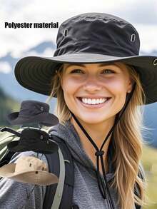 1pc Women's Quick-Dry Adjustable Wide-Brim Sun Hat, Designed For Optimal Sun Protection And Daily Shielding,Polyester Material - Multicolor - View 1