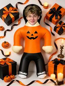 1pc Personalized Pumpkin Inflatable Blow Mold Prop - Customized Photo Halloween Bachelor Party Decoration, Pumpkin Style Party Accessory, Fun & Spooky Celebration Prop, Suitable For Costume Party, Haunted House Event, Halloween Decor, Etc. - Multicolor - View 3
