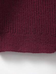 Tween Girl Colorblock Casual Versatile Daily Outing Cardigan - Burgundy - View 7