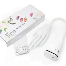 UH01 Upgraded Silicone Nail Practice Hand With Adjustable Flexible Hose And Desktop Clamp, Bendable Realistic Model Hand With Reusable Nail Patches, Fixed Desktop Mount Nail Training Model For Beginner Nail Artists To Practice Acrylic/Gel Nails And Salon Display - White - View 3