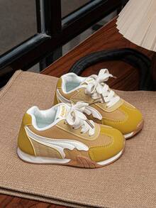 Toddler Vintage Sports Shoes, Spring/Autumn Breathable Mesh Casual Walking Shoes, Soft Sole Non-Slip Children Running Shoes - Yellow - View 5