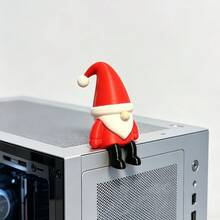 Patung Santa Claus Kerdil Duduk, Ornamen Figur Santa Claus Mini, Pose Duduk Santai, Ideal untuk Tepi Rak Buku, Meja Kantor, dan Dekorasi Komputer Desktop di Rumah - Satu ukuran cocok untuk semua. - View 4