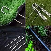 U-Type Garden Staples Heavy-Duty Fence Tubing Stakes Sod Pins Galvanized Landscape Spike For Holding Lawns Barrier Ground Nail - Multicolor - View 6