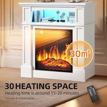 BALCONERA 80cm Living Room Decor Wall Mounted Electric Fire Suite, LED Flame, 16 Color Mood Light With Timer & Remote - White - View 5