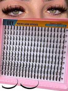 New 200pcs Pointed False Eyelashes, Cartoon Style Extended Eyelash Set 10-18mm, Anime Style Extended Eyelash Set, Individual Pointed Eyelash Set, D Curl Fairy Eyelash Set - D - View 3
