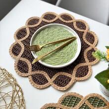 1/2/4/6 Pieces Of Retro Lace Edged Oval Paper Woven Placemats, Anti Slip Breathable Table Mats, Rural Style Home Dining Table Decoration Accessories, Suitable For Kitchen, Home And Party Decoration, With Multiple Colors To Choose From - Multicolor - View 4