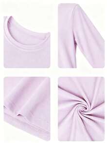 Tween Girl 3pcs Solid Color Casual Long Sleeve T-Shirts, Suitable For Tween GirlsAutumn/Winter Tops, Young Student Children's Clothing, Suitable For Outerwear And Layering - Multicolor - View 7