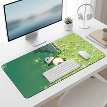 Alfombrilla de ratón para juegos grande y extendida con estampado de panda lindo, base de goma antideslizante, superficie de deslizamiento suave, tapete de escritorio multifuncional para computadora, oficina, hogar y estudio, decoración de escritorio abstracta y dulce - A - Ver 2
