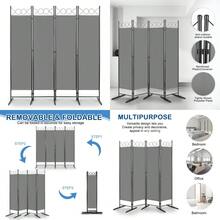 5.74FT 4-Fold Top With Shape 130g Polyester Cloth Plastic Feet Carbon Steel Frame Foldable Screen Gray - As Pic - View 2