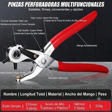 1 pieza de alicates perforadores de cuero sintético de alta resistencia con mango de goma roja para cinturones, proyectos de costura y manualidades. NEKR - 1 - Ver 4