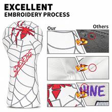 1pc White Golf Club Protector Headcover, Dustproof Scratch Resistant Golf Accessory For Men Women, Premium Gift For Golfers, Compatible With Driver, Fairway Wood, Hybrid, Cool Spider Web & Red Spider Pattern - Multicolor - View 4