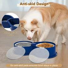 Detachable Double Pet Bowl Feeder Set With 304 Stainless Steel Bowls, Transparent Dustproof Lids, Non-Slip Base, Easy Plug-In Assembly, Multi-Color For Travel & Home - 800ml - View 7