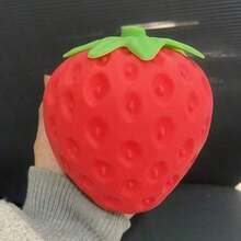 1 pieza Juguete antiestrés de fresa grande para apretar, bola de harina realista con forma de fruta para desahogo y bromas - Multicolor - Ver 3