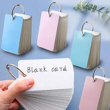 100 Sheets Solid Color Blank Flash Cards With Metal Binder Ring, Portable Word Notebook Blank Message Notepad For Student Learning Office Stationery - 100 Sheets - View 7