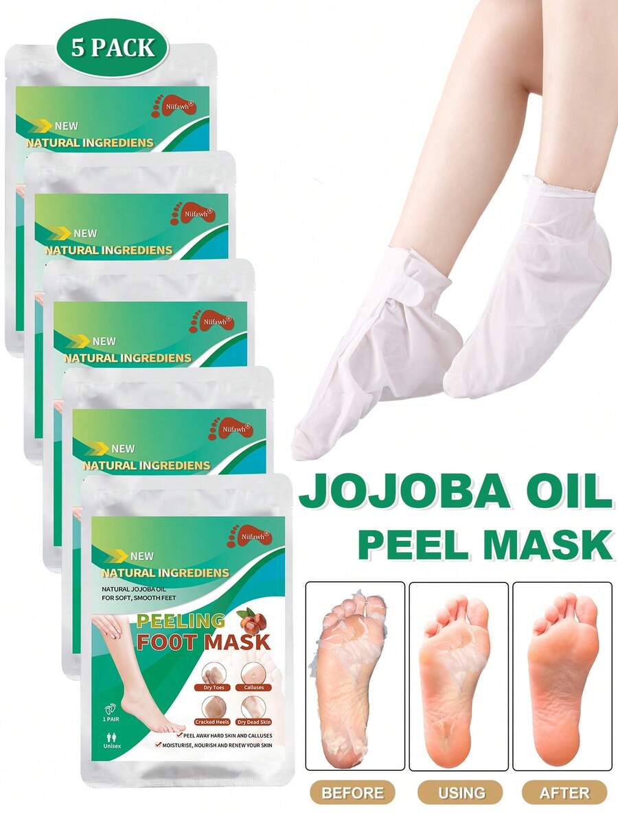 5 Kemasan Masker Pengelupas Kulit Kaki - Masker Kaki Melembapkan & Menutrisi untuk Kaki Kasar & Kering dengan Asam Laktat, Urea & Asam Malat - View 1