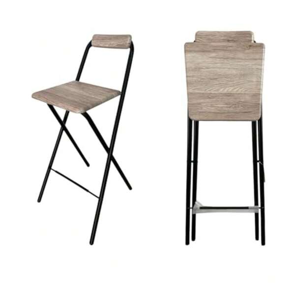 BRANG Banco Plegable Alto ALT 48x48x98 cm Asiento MDF 18 mm Revestido en PVC Tipo o Mármol Estructura de Acero con Pintura en Polvo Ideal para Barra o Cocina
