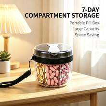 Portable Pill Dispenser Bottle, 7-Day Large Capacity Pill Organizer, Portable Weekly Vitamin Distribution, Large Opening For Easy Access, Three Lid Waterproof And Moisture-Proof, Travel Medicine Box - 3-compartment Moisture-proof Pill Box - View 7