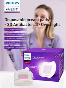 Philips Avent 3D Antibacterial Breast Pads 100 Pieces Per Box 7-Layer Structure With Imported Raw Materials - Multicolor - View 1