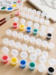 6/60/120/240pcs Empty Paint Buckets, Plastic Paint Cups, 6-Grid Empty Paint Cups, Suitable For Art Painting, Handicrafts - Multicolor - View 1