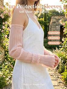 2pcs/1pc Pearl Glossy Ice Silk Sun Protection Arm Sleeves, Lightweight & Breathable, 3D Bow Flare Cuff Design, Suitable For Commuting, Travel, Driving - Multiple Styles - View 5