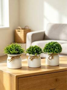 Artificial Potted Plants, Mini Artificial Greenery Planter, Artificial Turf Potted Plants Home Decor Accessories, Small Artificial Plants Home Decor, Wedding Decoration Artificial Flowers, Fake Flowers, Suitable For Gifts, Back To School Season Essentials - Multicolor - View 1